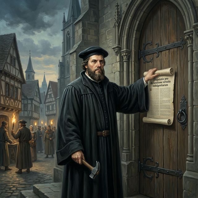 Martin Luther posting the 95 Theses