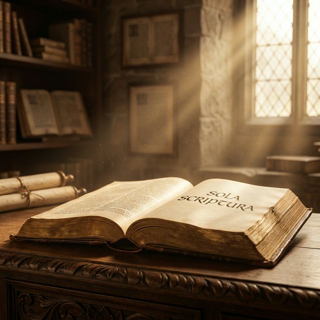 An open Bible representing Sola Scriptura